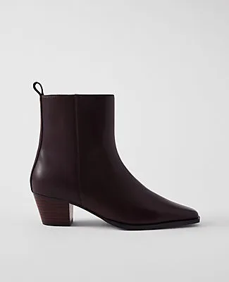 Ann Taylor Tapered Heel Leather Bootie sold by Ann Taylor