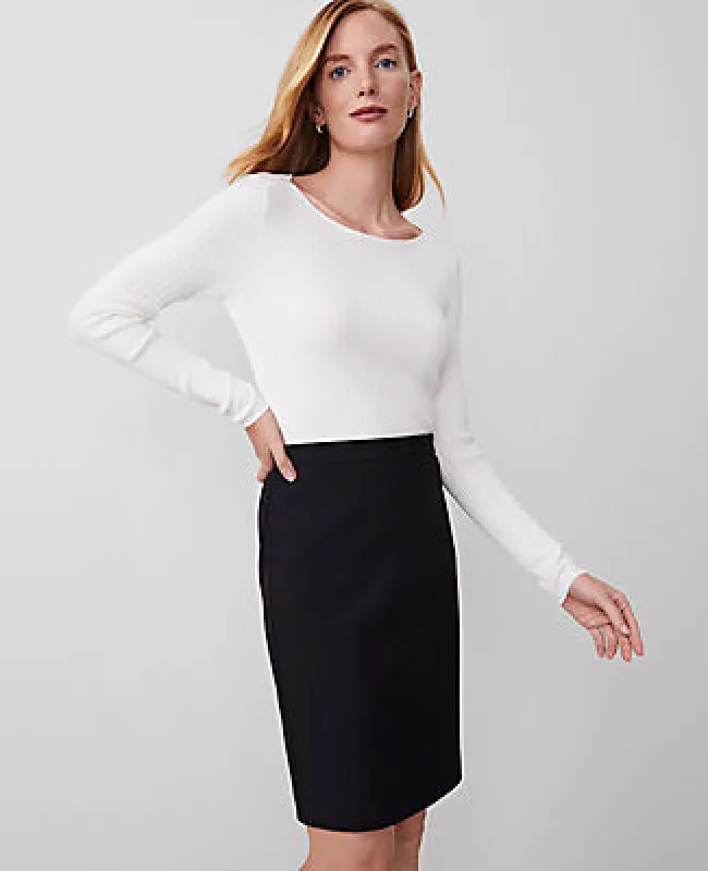 Ann Taylor Seamed Pencil Skirt in Bi-Stretch sold by Ann Taylor