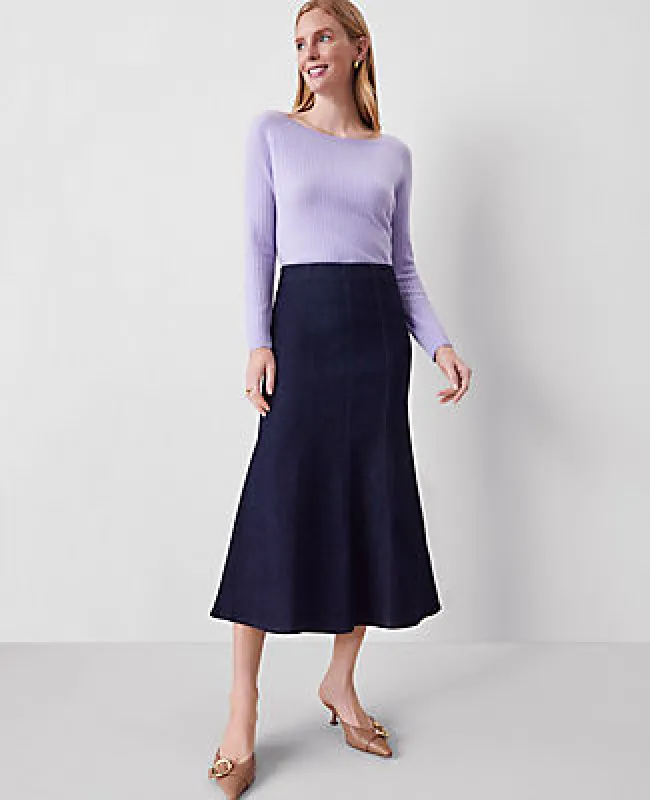 Ann Taylor Denim Trumpet Midi Skirt sold by Ann Taylor