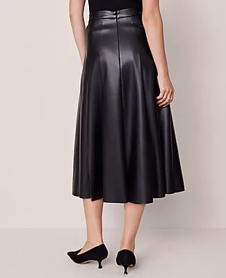 Ann Taylor Petite Faux Leather Pleated Midi Skirt sold by Ann Taylor product image thumbnail 3