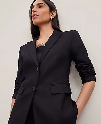 Ann Taylor The Petite Notched Two Button Fitted Blazer in Linen Blend sold by Ann Taylor product image thumbnail 3