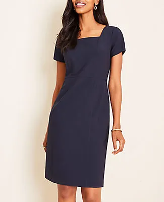 Ann Taylor The Petite Square Neck Sheath Dress in Seasonless Stretch sold by Ann Taylor