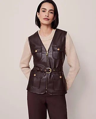 Ann Taylor Belted Faux Leather Vest sold by Ann Taylor product image thumbnail 2