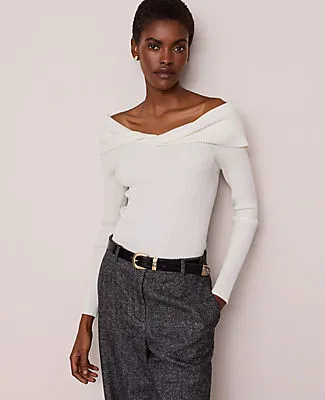 Ann Taylor Twisted Off-The-Shoulder Sweater sold by Ann Taylor