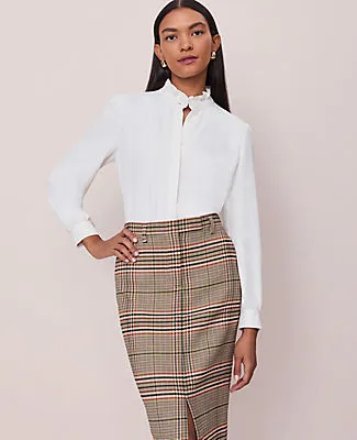 Ann Taylor Ruffle Neck Satin Blouse sold by Ann Taylor