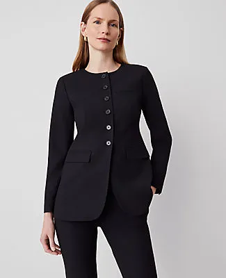 Ann Taylor The Petite Curved Hem Jacket in Seasonless Stretch sold by Ann Taylor