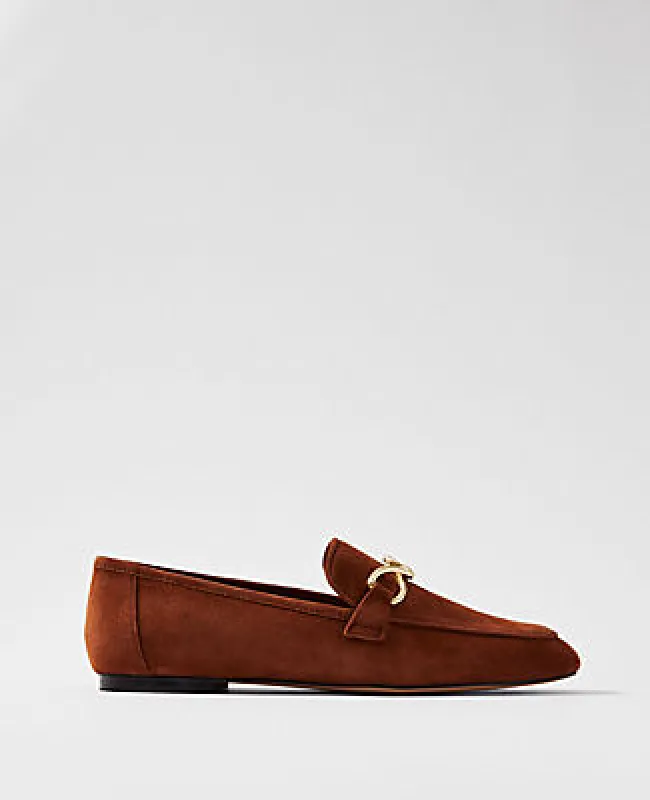 Ann Taylor Hardware Embellished Suede Loafers sold by Ann Taylor