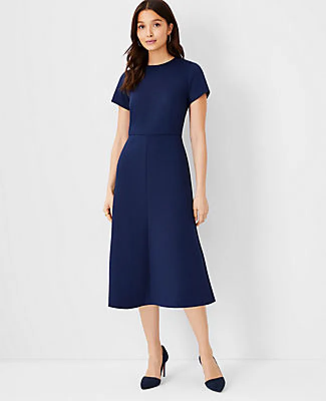 Ann Taylor The Petite Midi Flare Dress in Double Knit sold by Ann Taylor