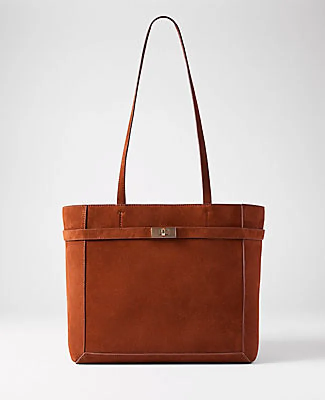 Ann Taylor Suede Belted Tote sold by Ann Taylor