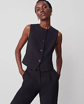 Ann Taylor The Petite Cropped Vest in Fluid Crepe sold by Ann Taylor