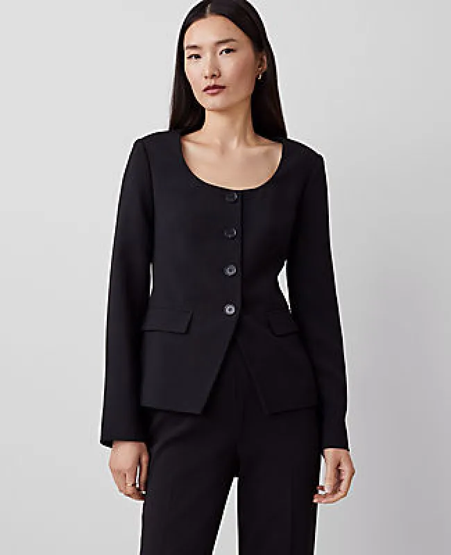 Ann Taylor Fluid Crepe Fitted U-Neck Jacket sold by Ann Taylor