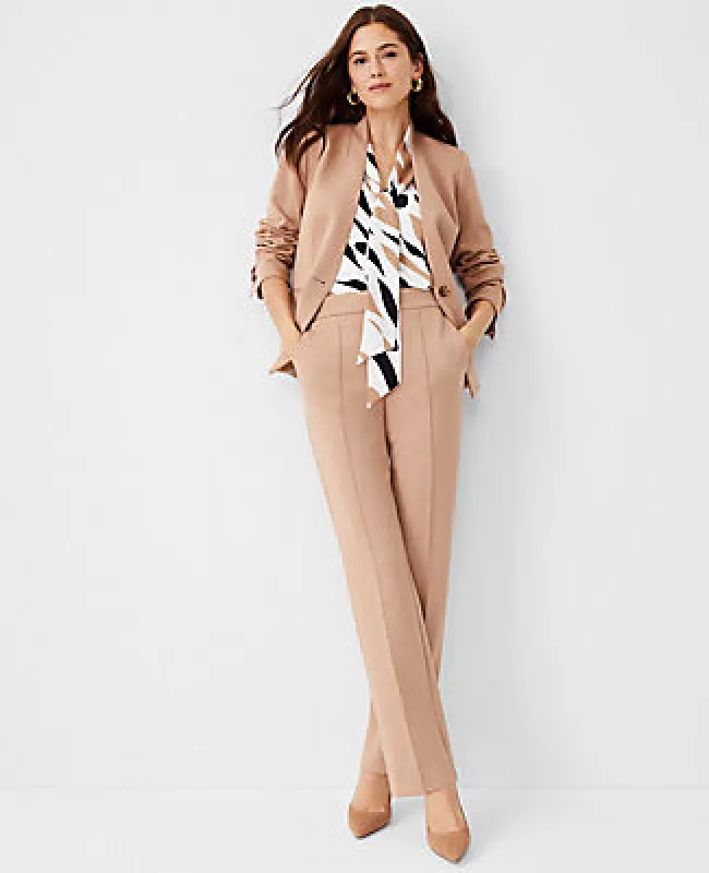 Ann Taylor The Petite Straight Pant in Double Knit sold by Ann Taylor