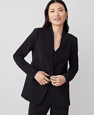 Ann Taylor The Long Collarless Blazer in Fluid Crepe sold by Ann Taylor product image thumbnail 2