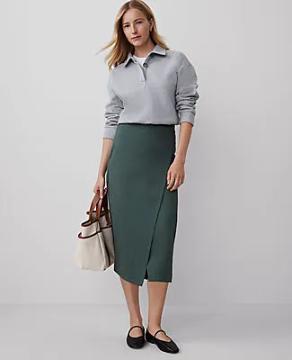 Ann Taylor Weekend Collection Effortless Midi Wrap Skirt sold by Ann Taylor