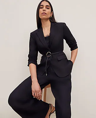 Ann Taylor The Petite Notched Two Button Fitted Blazer in Linen Blend sold by Ann Taylor