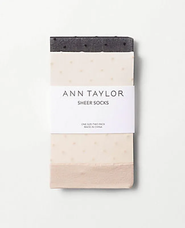 Ann Taylor Dotted Sheer Crew Sock Set sold by Ann Taylor