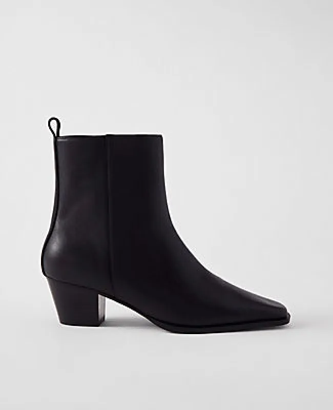 Ann Taylor Tapered Heel Leather Bootie sold by Ann Taylor