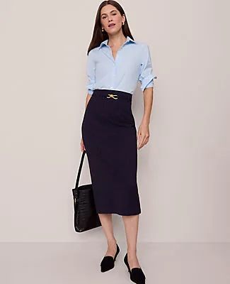Ann Taylor Belted Pencil Skirt in Pinstripe sold by Ann Taylor