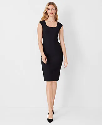 Ann Taylor The Petite Scoop Neck Sheath Dress in Bi-Stretch - Curvy Fit sold by Ann Taylor