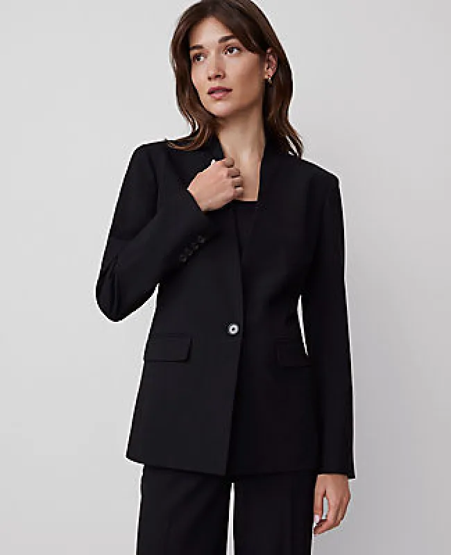 Ann Taylor The Petite Collarless Blazer in Seasonless Stretch sold by Ann Taylor