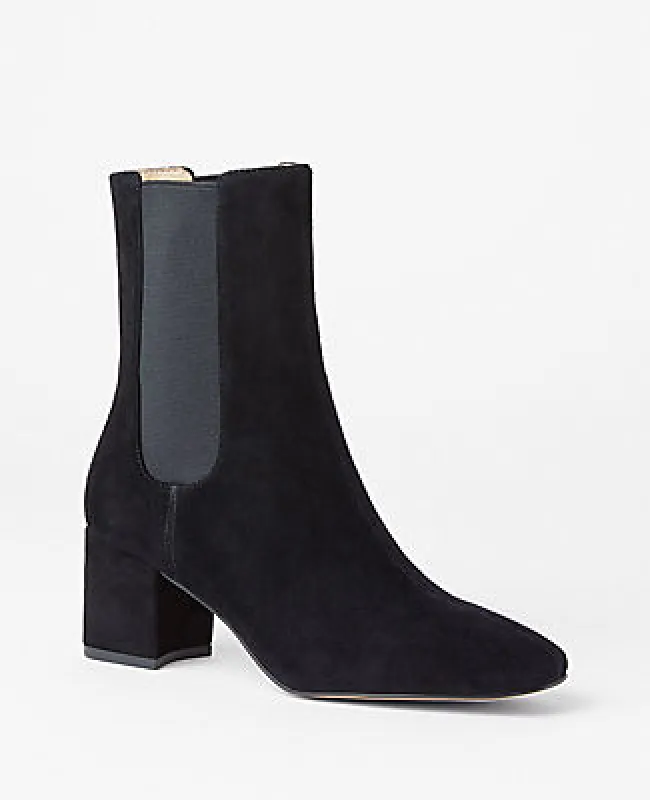 Ann Taylor Block Heel Suede Chelsea Booties sold by Ann Taylor
