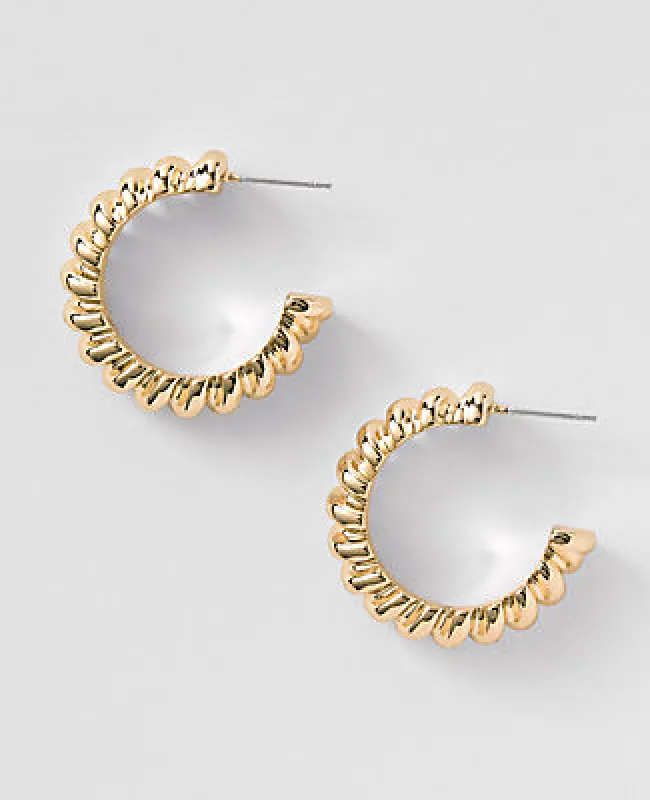Ann Taylor Metal Textured Hoop Earrings sold by Ann Taylor