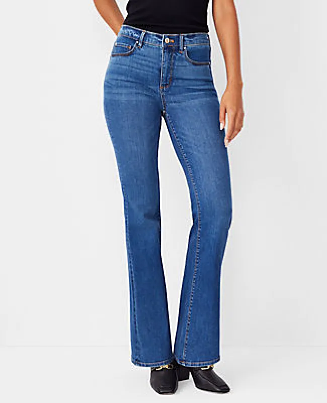 Ann Taylor Mid Rise Boot Jeans in Bright Mid Indigo Wash sold by Ann Taylor