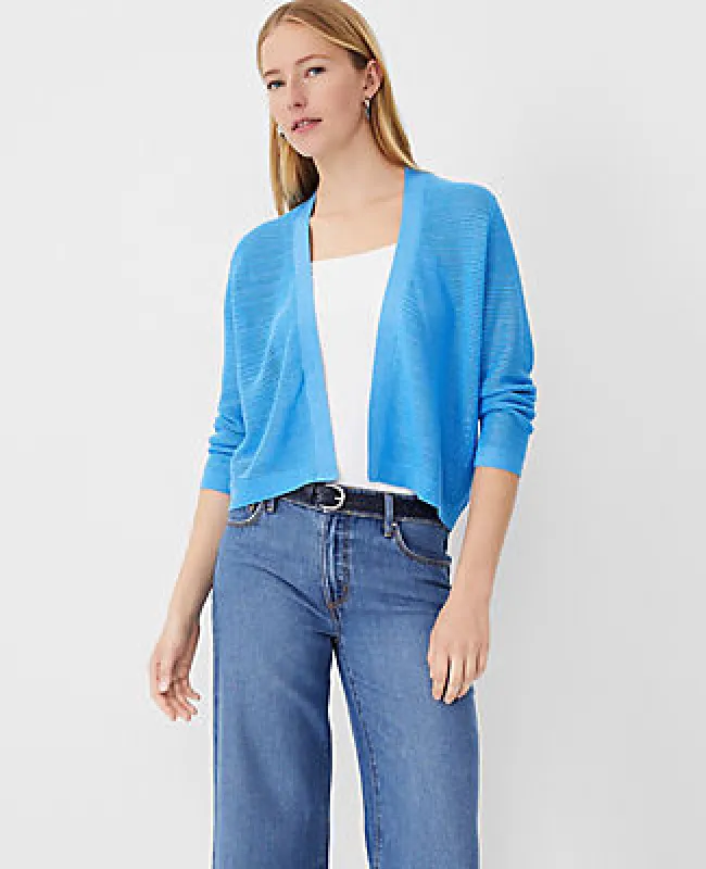 Ann Taylor Petite Mesh Stitch Open Cardigan sold by Ann Taylor