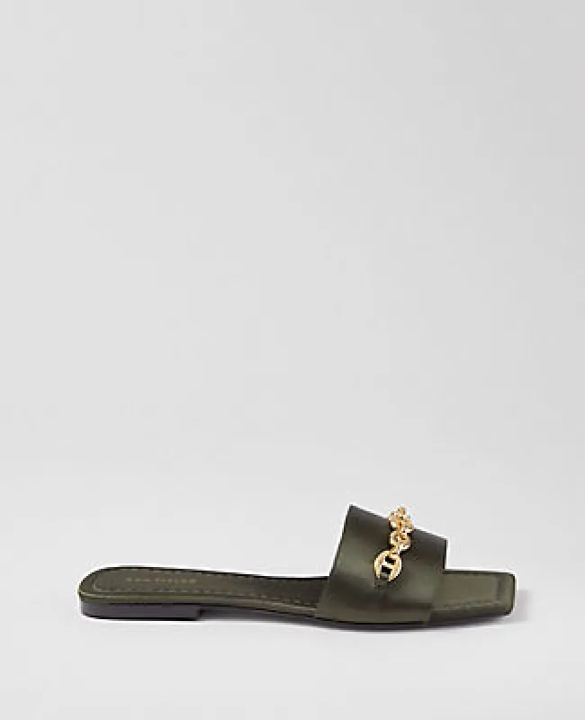 Ann Taylor Chain Satin Slide Sandals sold by Ann Taylor