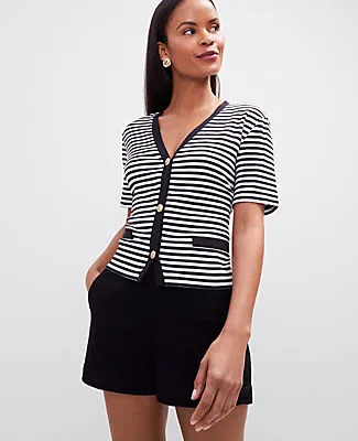 Ann Taylor Petite Striped Short Sleeve Cardigan sold by Ann Taylor