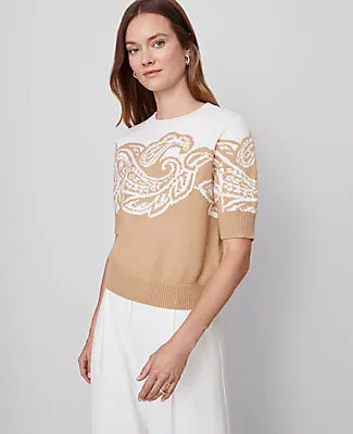 Ann Taylor Petite Paisley Jacquard Sweater sold by Ann Taylor product image thumbnail 3