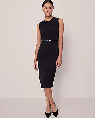 Ann Taylor Petite Twist Neck Midi Sheath Dress sold by Ann Taylor