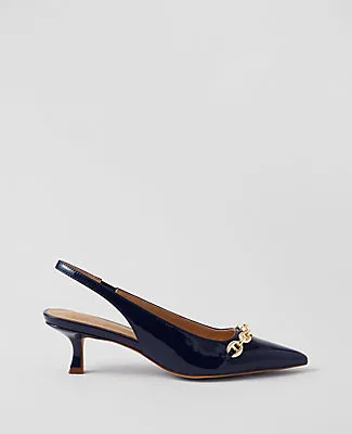 Ann Taylor Mariner Chain Patent Kitten Heel Pumps sold by Ann Taylor