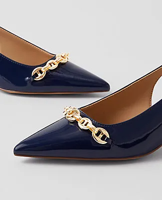 Ann Taylor Mariner Chain Patent Kitten Heel Pumps sold by Ann Taylor product image thumbnail 2