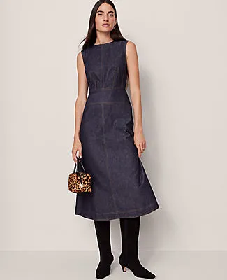 Ann Taylor Petite Weekend Collection Crew Neck Flare Midi Dress sold by Ann Taylor product image thumbnail 2