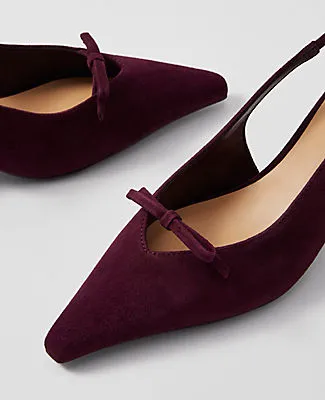 Ann Taylor Bow Suede Slingback Pumps sold by Ann Taylor product image thumbnail 2