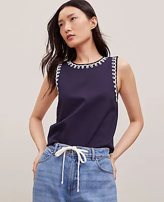 Ann Taylor Petite Stitch Ponte Shell Top sold by Ann Taylor