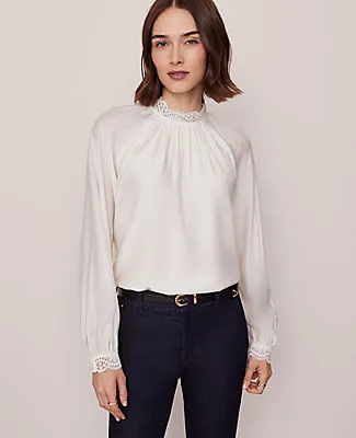Ann Taylor Petite Lace Trim Blouse sold by Ann Taylor