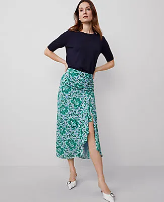 Ann Taylor Petite Floral Ruched Midi Skirt sold by Ann Taylor product image thumbnail 2