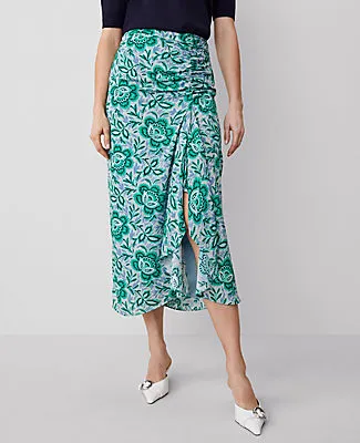 Ann Taylor Petite Floral Ruched Midi Skirt sold by Ann Taylor product image thumbnail 3