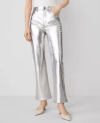 Ann Taylor The Ankle Boot Pant in Metallic Faux Leather sold by Ann Taylor product image thumbnail 3