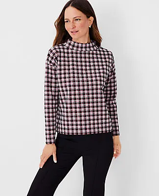 Ann Taylor Plaid Mock Neck Top sold by Ann Taylor
