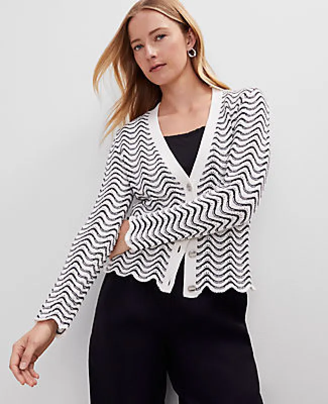 Ann Taylor Scalloped V-Neck Cardigan sold by Ann Taylor
