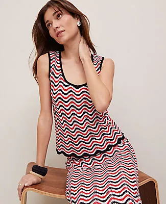 Ann Taylor Petite Striped Crochet Sweater Shell Top sold by Ann Taylor product image thumbnail 2