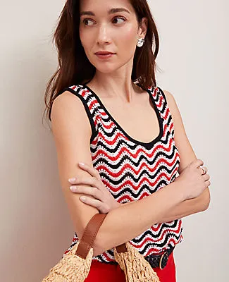 Ann Taylor Petite Striped Crochet Sweater Shell Top sold by Ann Taylor product image thumbnail 4