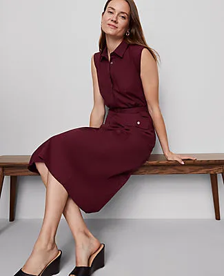 Ann Taylor Belted Flare Midi Shirtdress sold by Ann Taylor product image thumbnail 4