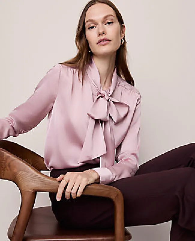 Ann Taylor Petite Satin Bow Blouse sold by Ann Taylor