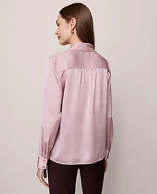 Ann Taylor Petite Satin Bow Blouse sold by Ann Taylor product image thumbnail 2