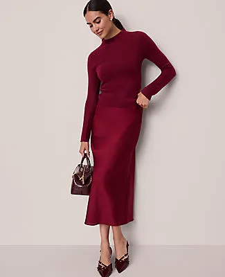 Ann Taylor Satin Bias Midi Slip Skirt sold by Ann Taylor