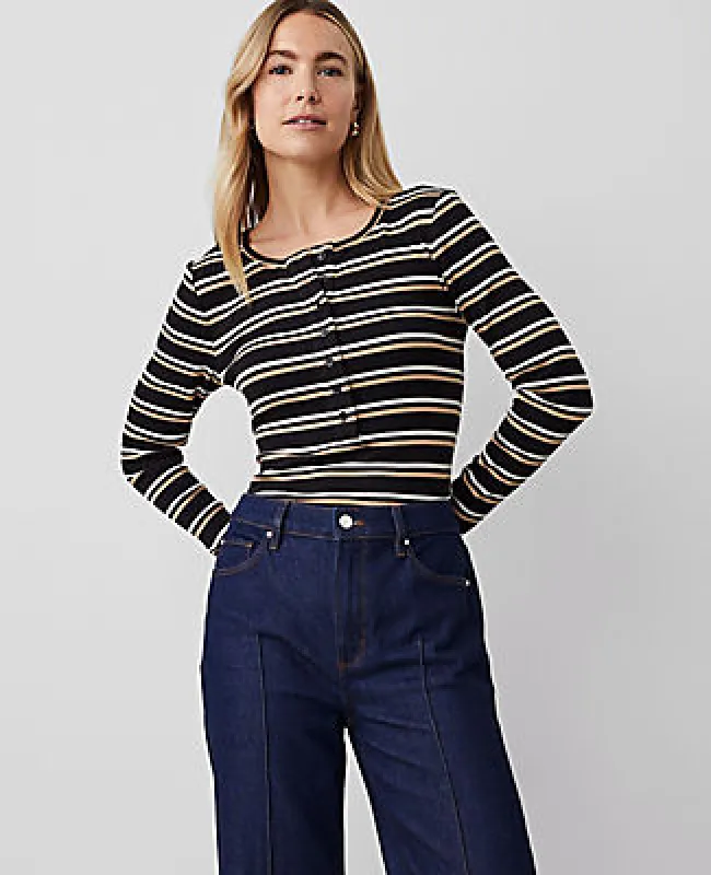 Ann Taylor Weekend Collection Stripe Henley Top sold by Ann Taylor